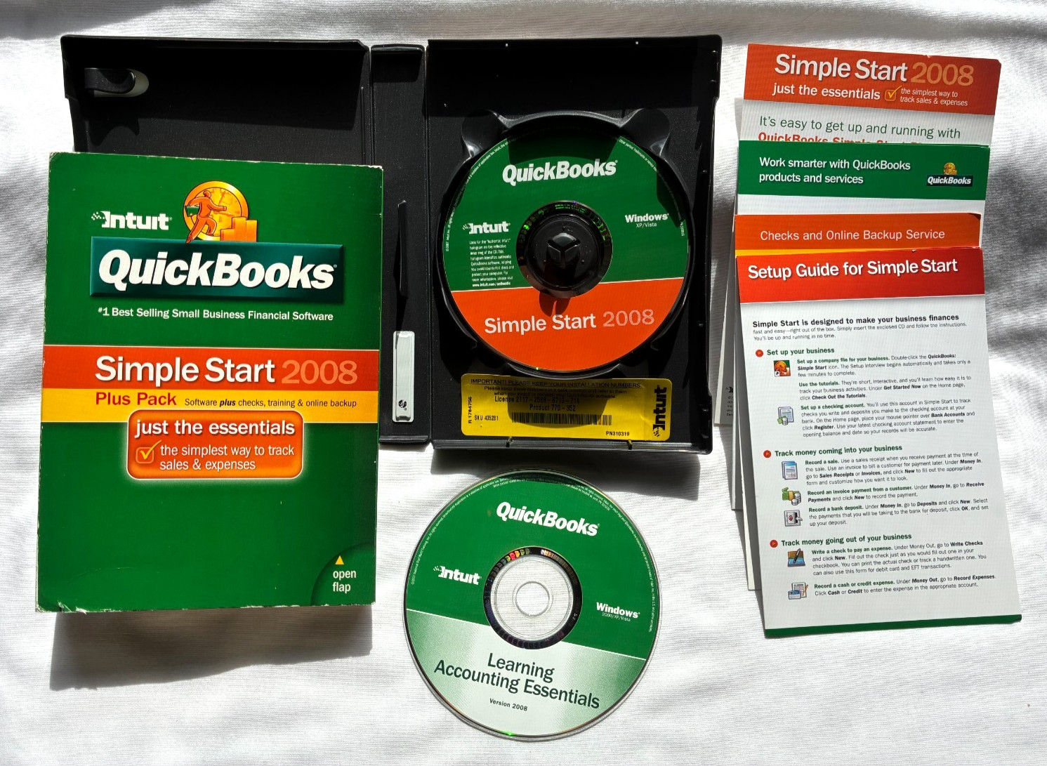 Intuit QuickBooks Simple Start 2008 Plus Pack Complete Set Vintage