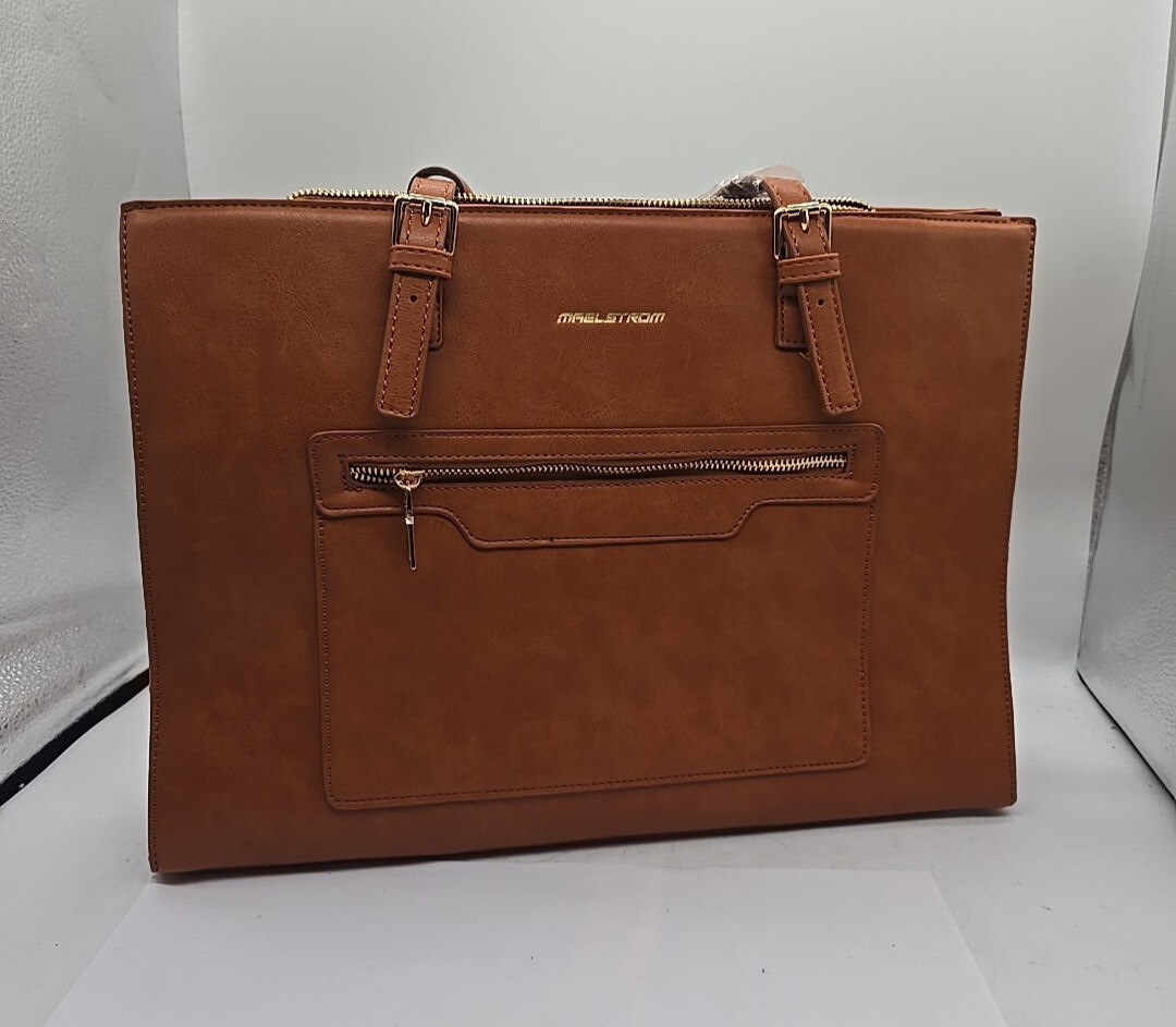 Leather Tote Bag Laptop Bag for Women Waterproof Briefcase with Clutch 
