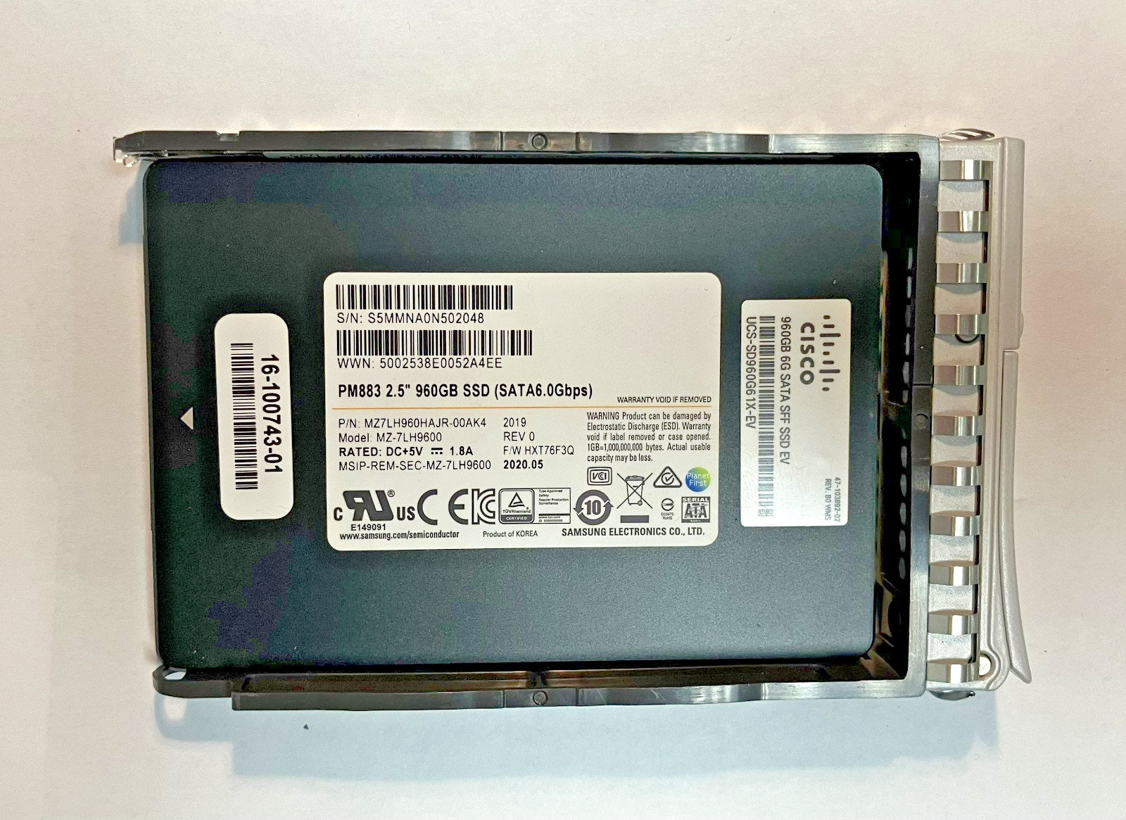SAMSUNG 960GB MZ7LH960HAJR 6GB SATA SSD (PM863A) MZ-7LH960 SAMSUNG SSD 960GB