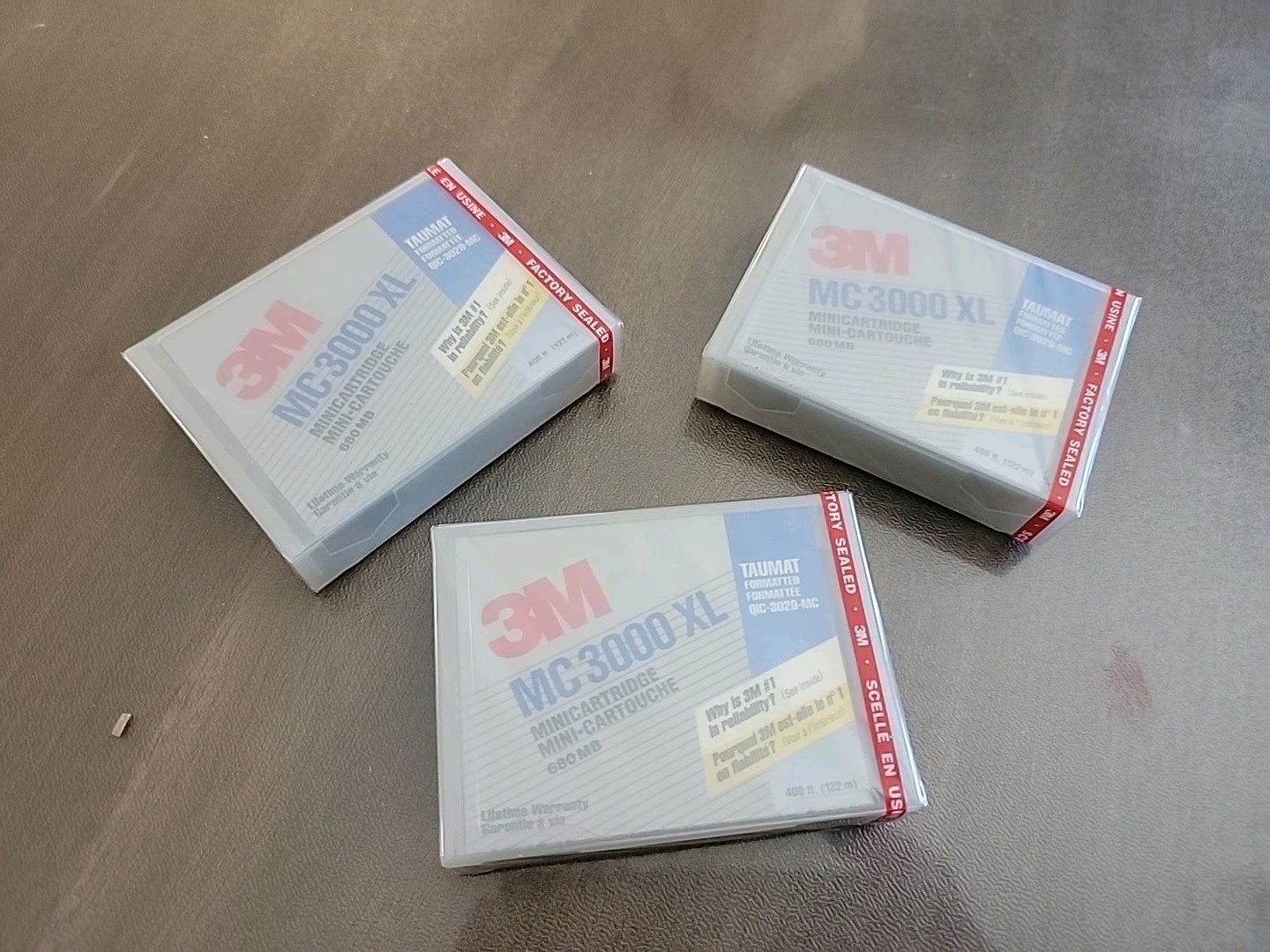 3M Mc 3000 XL Mini Data Cartridge Pima Format 340MB, (3 BN Cartridges) NEW