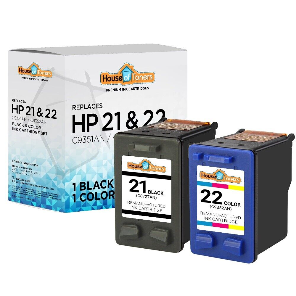 2 PK #21 #22 Black/Color for HP Deskjet F2240 F2288 F4135 F4150 F4180 3920 3930