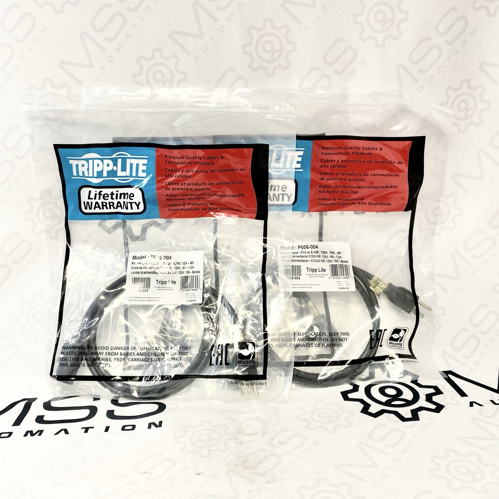 Tripp Lite P006-004 Power Cords 4ft C13 to 5-15P 10A 125V AC Cable New (Lot of 3