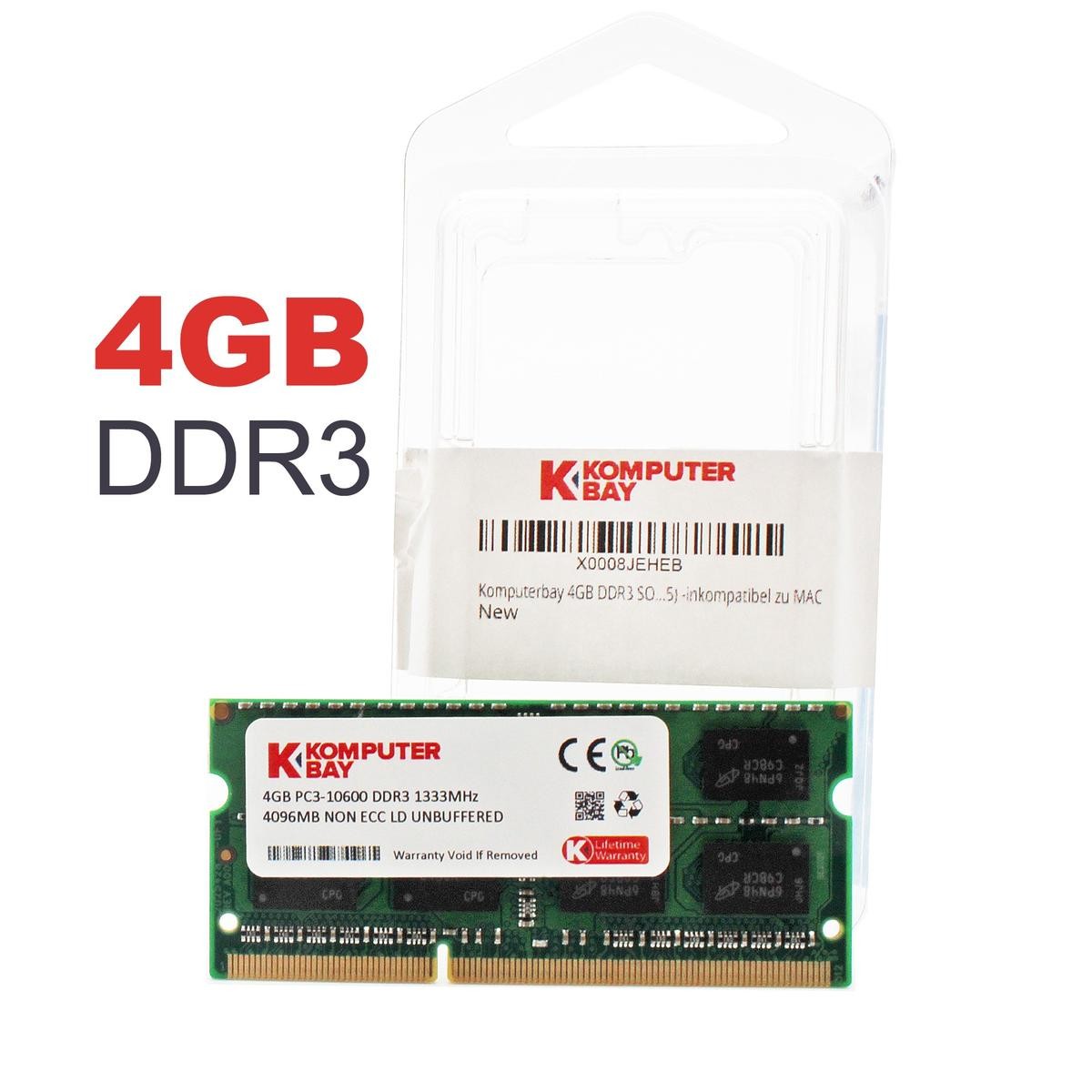 Memory Module DDR3 4GB PC3-10600 SODIMM Notebook PC 1333MHz