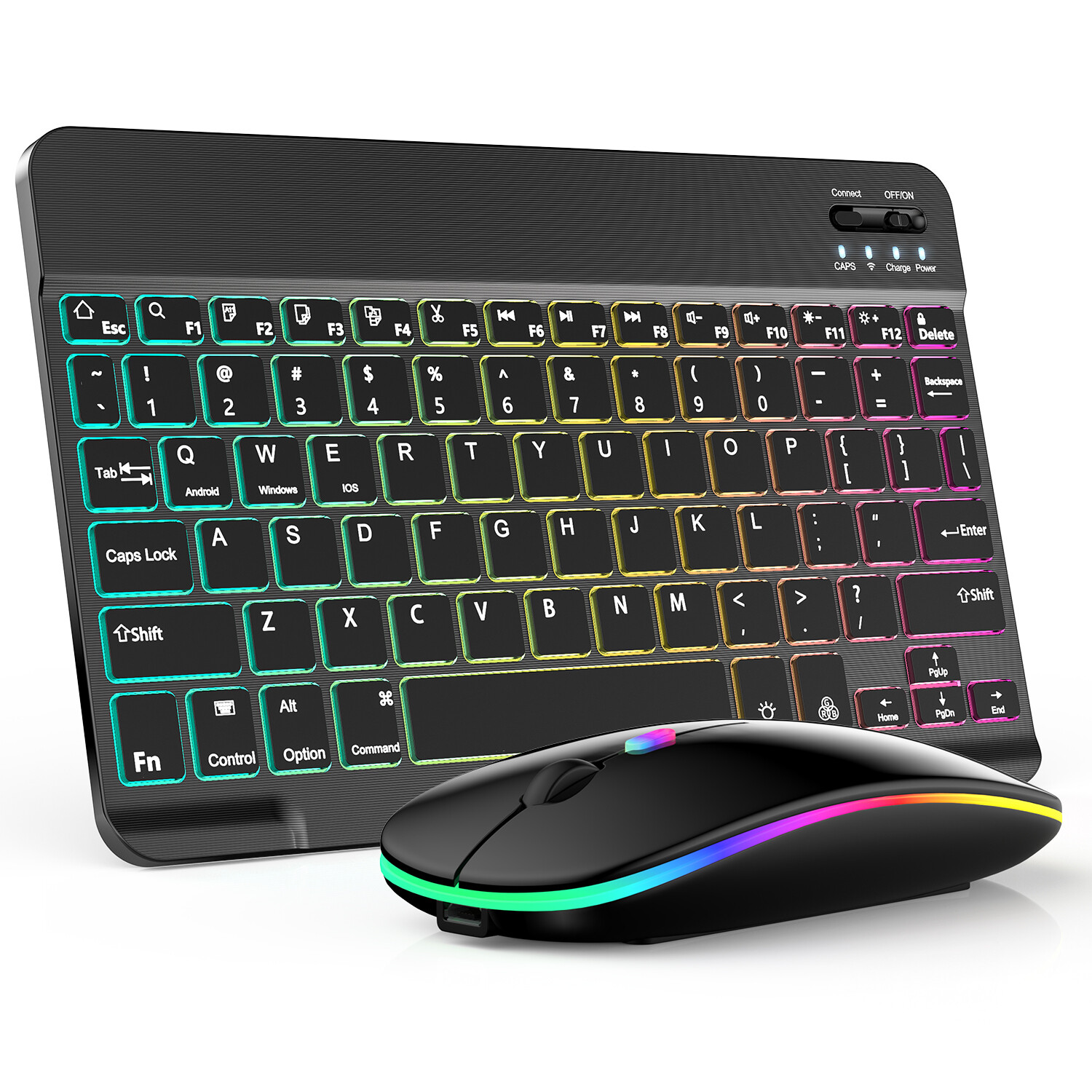RGB Wireless Backlit Gaming Keyboard and Mouse Set USB Rechargeable - 7 Colors