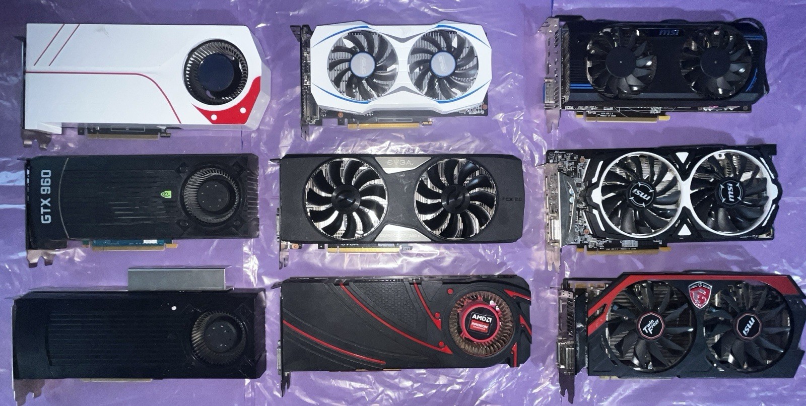 ASUS MSI GeForce Radeon Graphics Cards GTX 970 Etc. - Working - Mixed Lot of 9