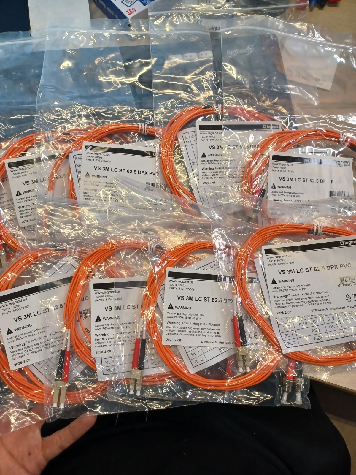 Lot of 10 Legrand 810-L12-009 Fiber Optic Jumper Cable VS 3m LC ST 62.5