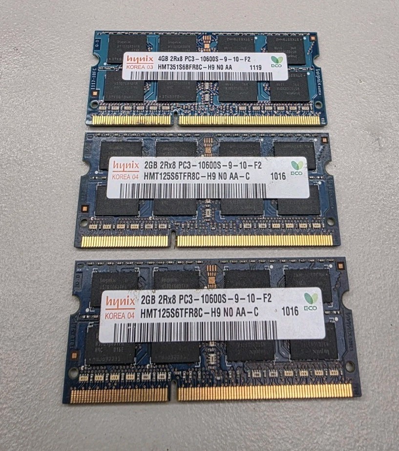 8GB LOT Hynix 2x 2GB 2Rx8 PC3-10600S-9-10-F2 and 4GB 2Rx8 PC3-10600S-9-10-F2