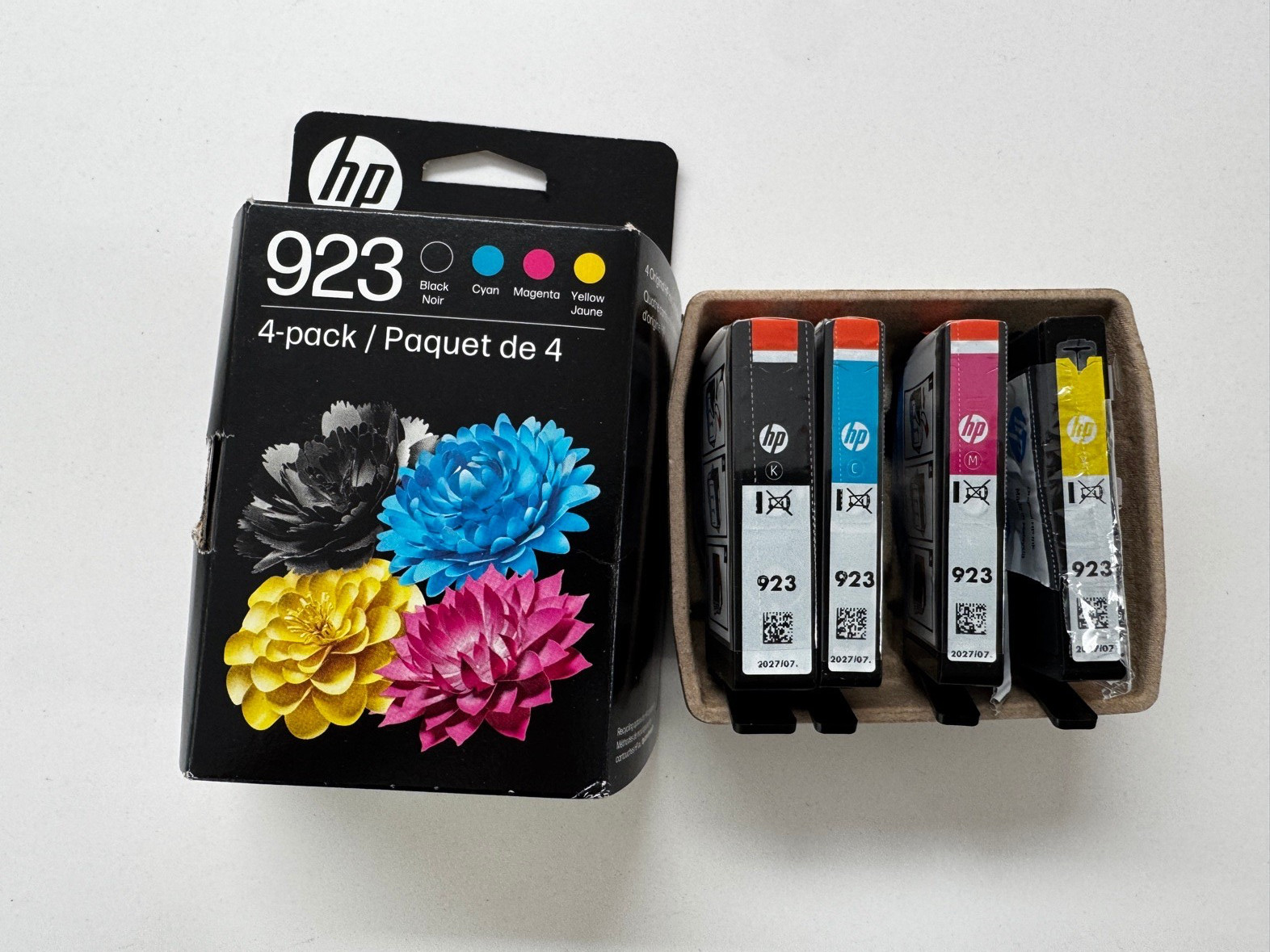 HP 923 Ink Cartridges 4-Pack Black Cyan Magenta Yellow Original OEM Open Box