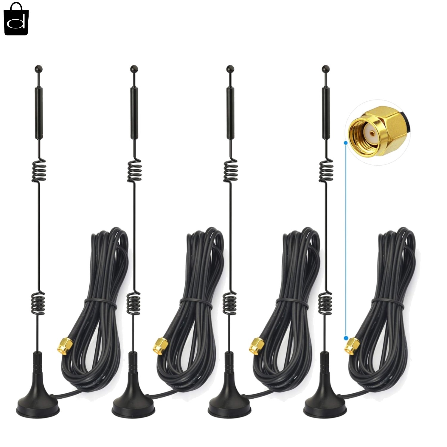 Versatile 9dBi Dual Band WiFi Antenna 4-Pack with Magnetic Base for All Devices