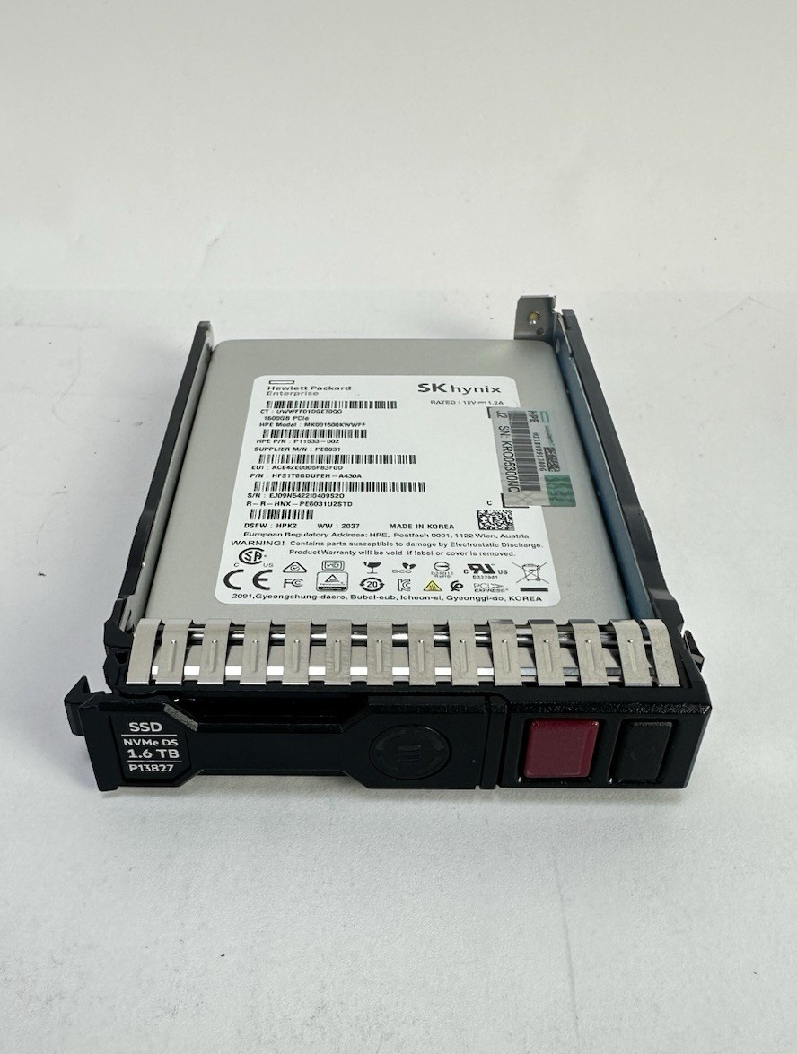 HPE 1.6TB NVMe x4 U.2 Mixed Use 2.5 SFF SCN SC2 DS SSD MU 97-99%  P13827-001