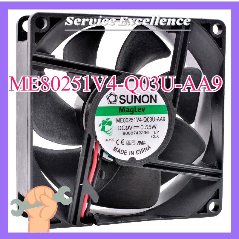 One for SUNON ME80251V4-Q03U-AA9 DC9V 0.55W Suspension Bearing Cooling Fan 2-Pin