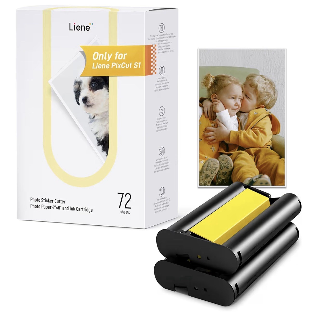 Photo Paper & 2 Ink Cartridge Refill 54 Sheets Photo Papers 4x6” Dye Sublimation