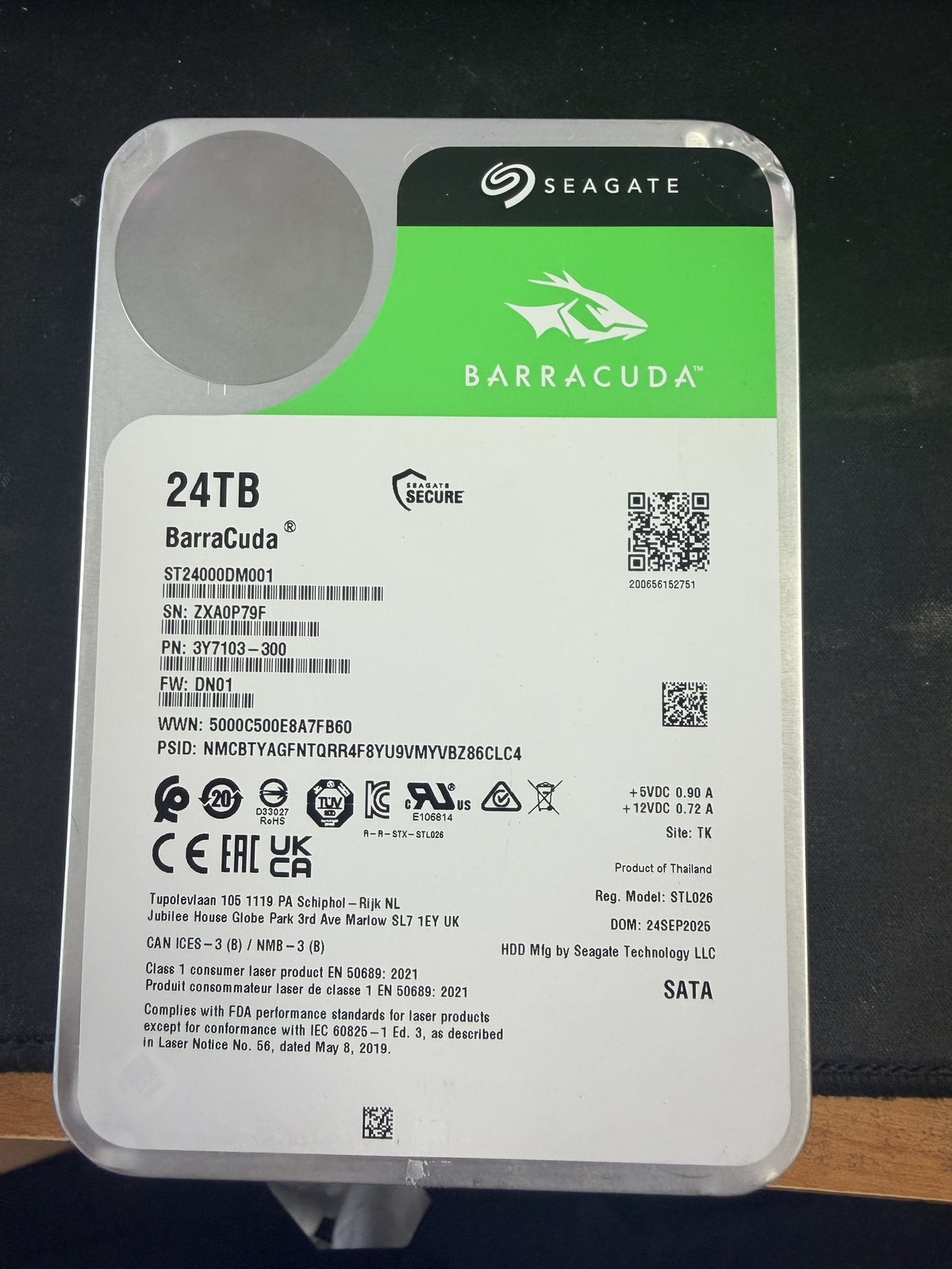 Seagate BarraCuda ST24000DM001 24TB HDD - For Parts/Not Working