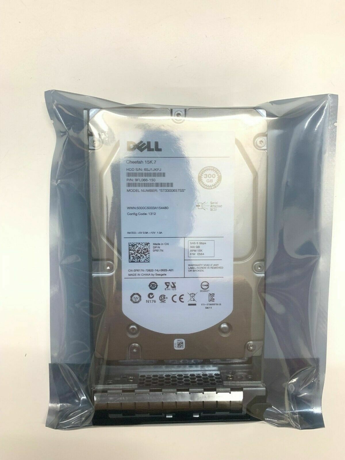 Fit FOR Dell F617N 0F617N ST3300657SS 300GB 15K 6G 3.5 SAS HDD With TRAY