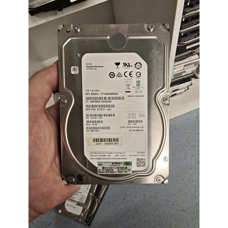 HPE 1TB 7.2K SATA 3.5" HDD ST1000NM0055 871677-001 1V410C-075 Fully Tested