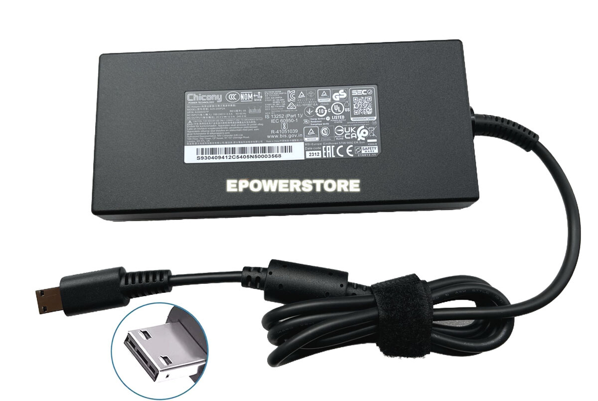Chicony 240W AC Adapter Charger For MSI ‎GE76 Raider 11UE-046US US Power Cord