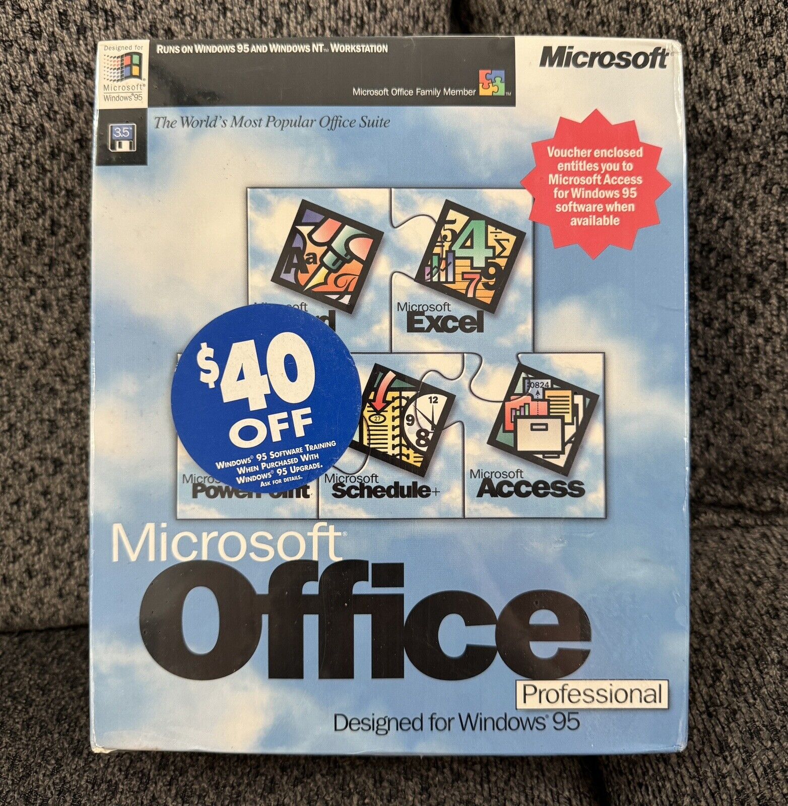 Vintage Microsoft Office Professional Windows 95 New *SEALED* Excel Word Access
