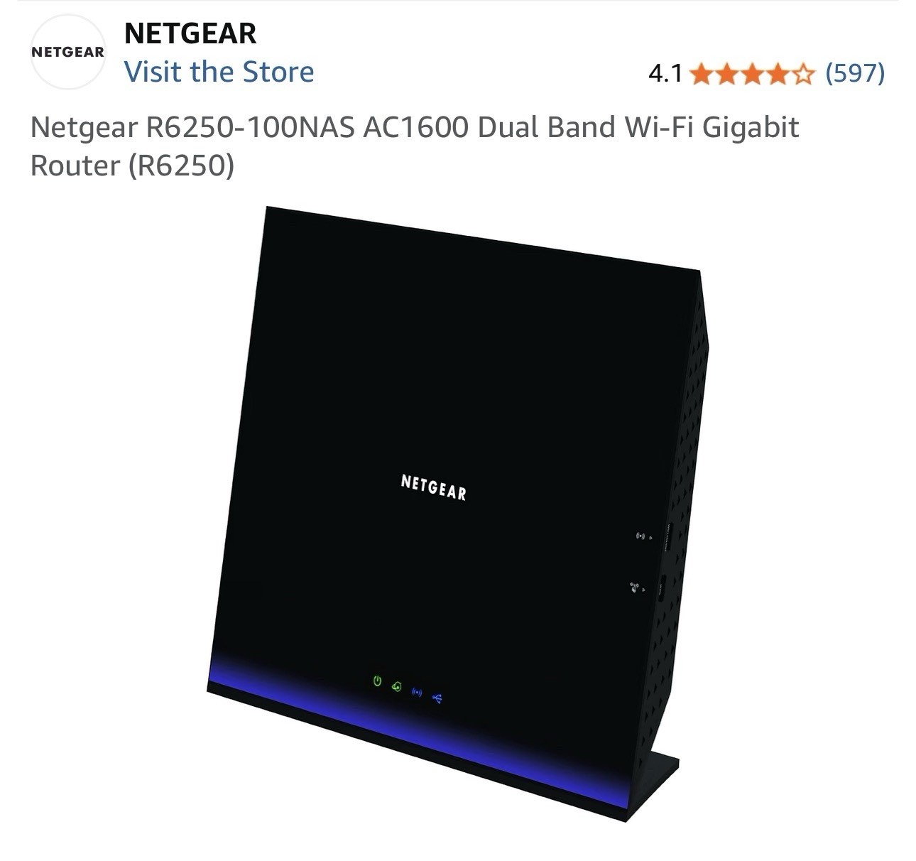 Netgear R6250-100NAS AC1600 Dual Band Wi-Fi Gigabit Router