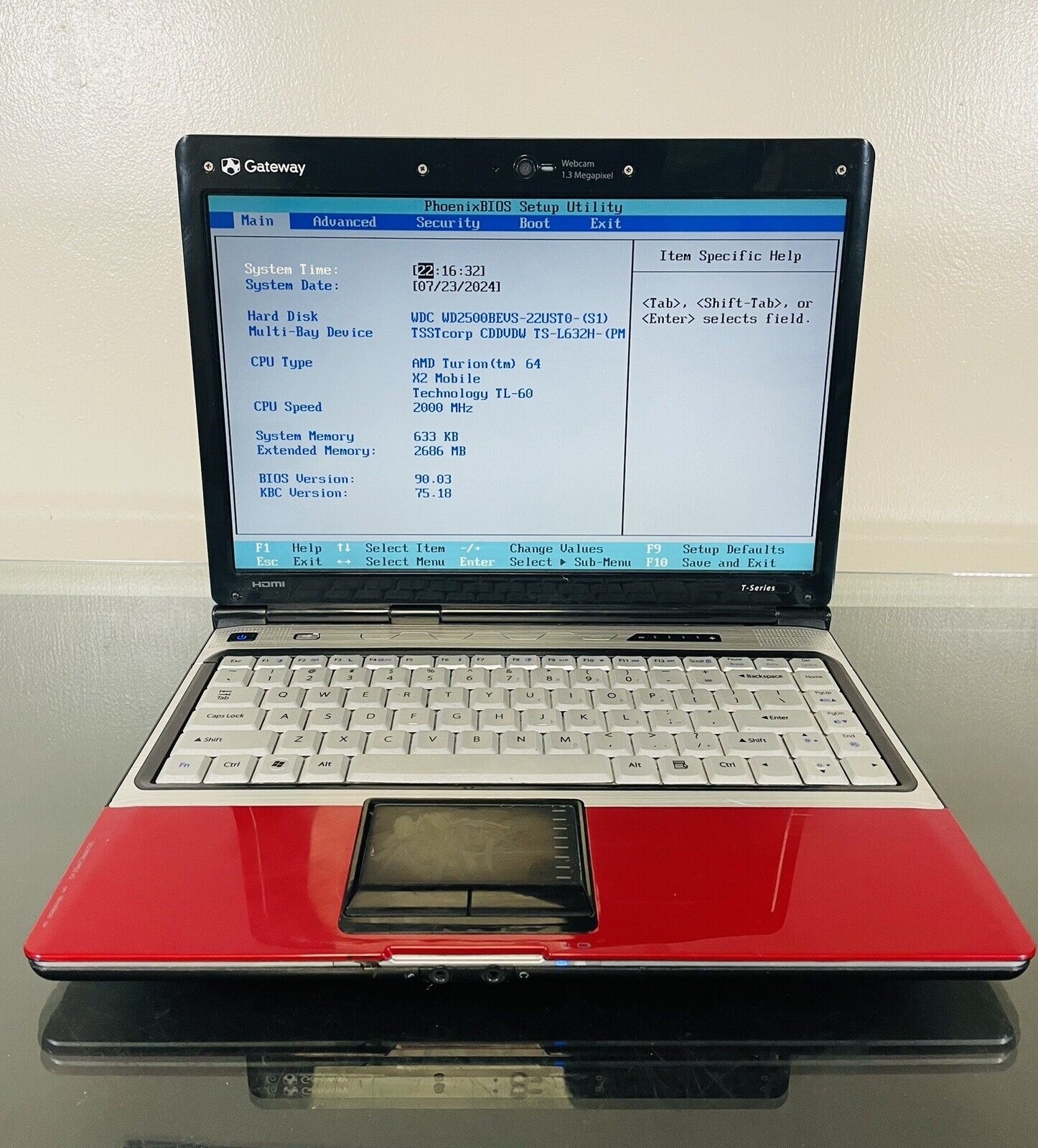 RED Gateway T-Series W350A - 14” Laptop - Boots Into Bios Laptop Computer Pc (X3