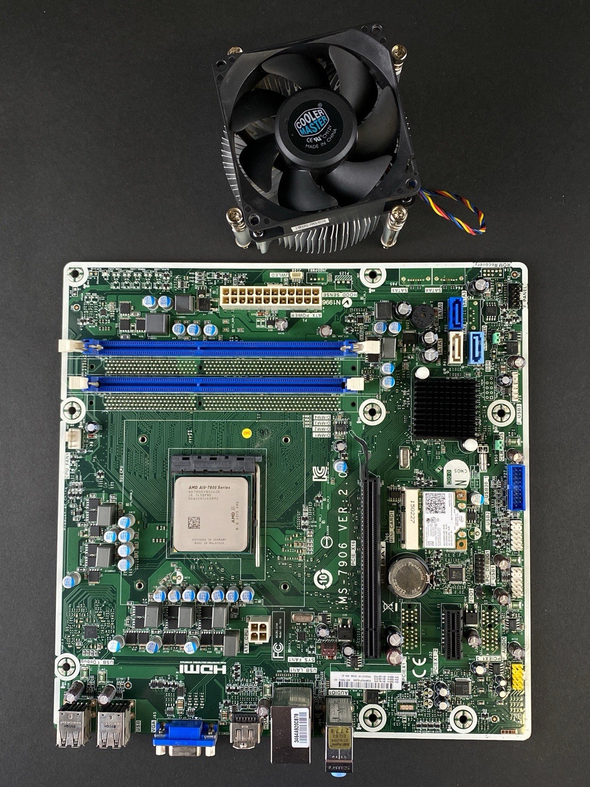 HP MS-7906 Ver 2.0 Motherboard w/ AMD A10-7800 CPU Cooler Master Fan Combo