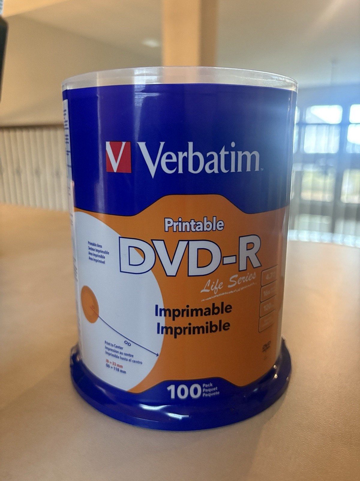 Verbatim Life Series 100 Pack DVD-R White Inkjet Printable 4.7GB 16x NEW SEALED