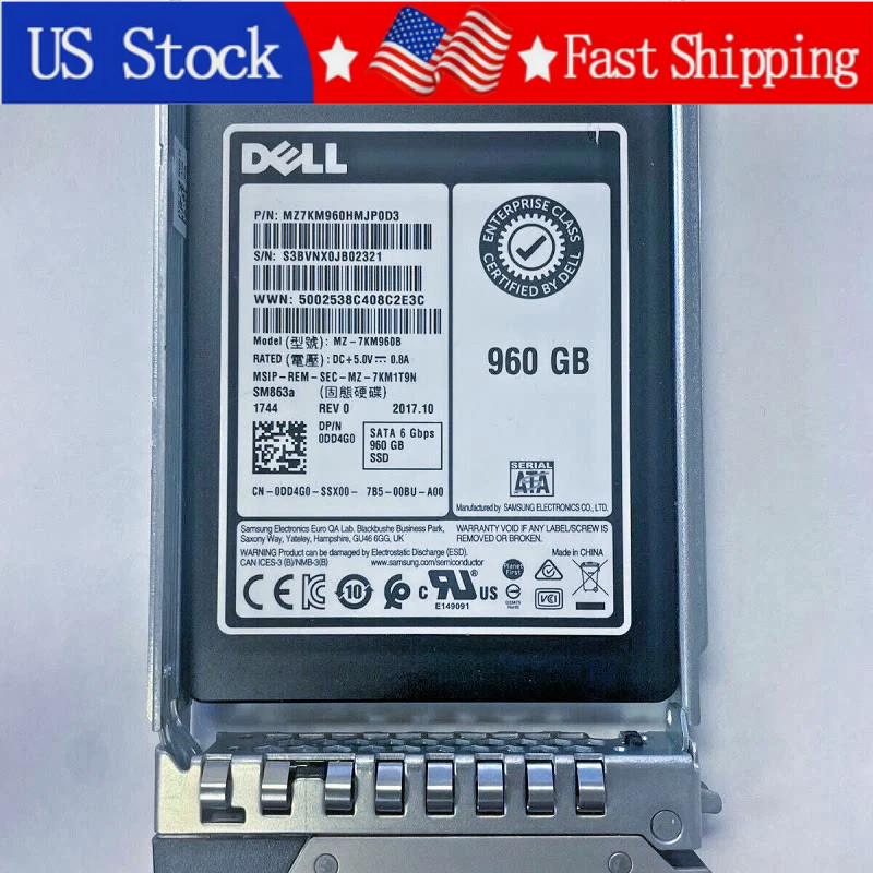 Dell/Samsung 0DD4G0 SM863a 960GB MZ-7KM960B SATA 6Gbps 2.5" Enterprise SSD