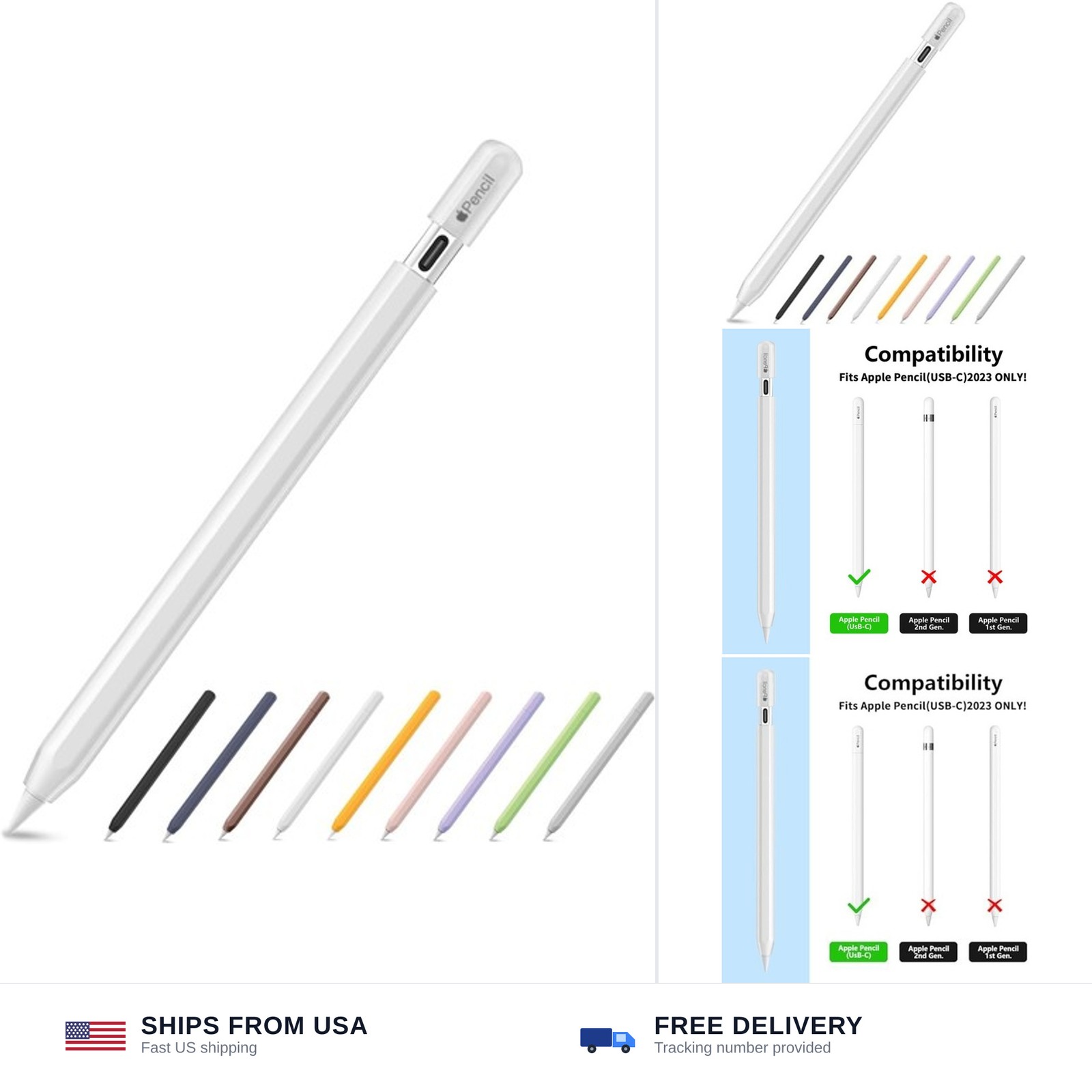 Ultra Thin Silicone Pencil Case for Apple Pencil (USB-C) 2023, Accessories fo...