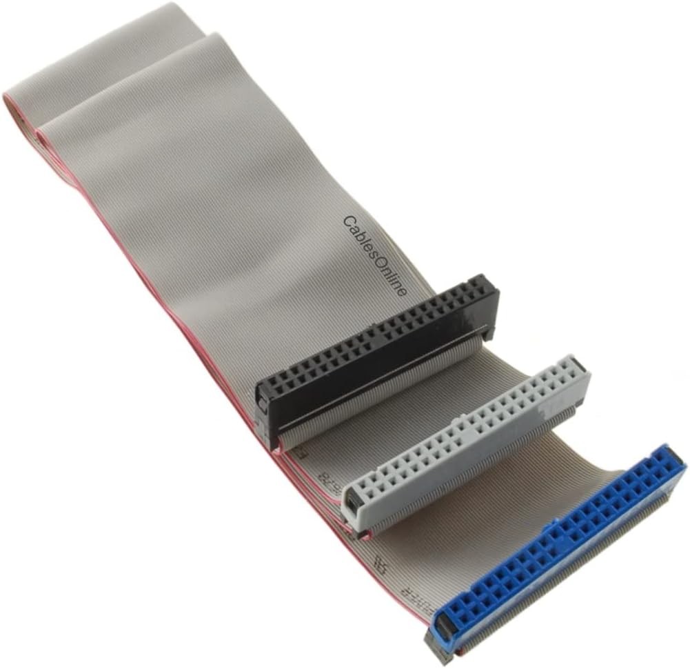 24 Inch 80-Wire IDE Ribbon Cable 40-Pin Ultra ATA 66/100/133 3 Connectors
