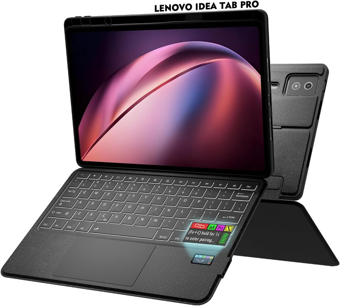 Doohoeek New Keyboard Folio w/Status Screen for Lenovo Idea Tab Pro 12.7" 202...