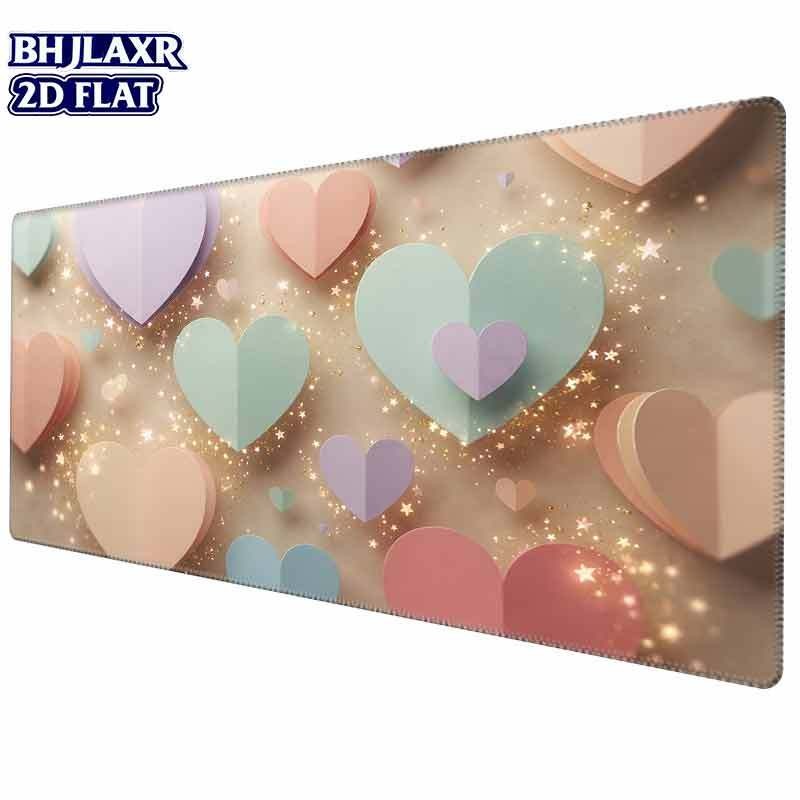 1pc BHJLAXR XXL Kawaii Pastel Heart & Stars Mouse Pad Desk Mat with Non-Slip R