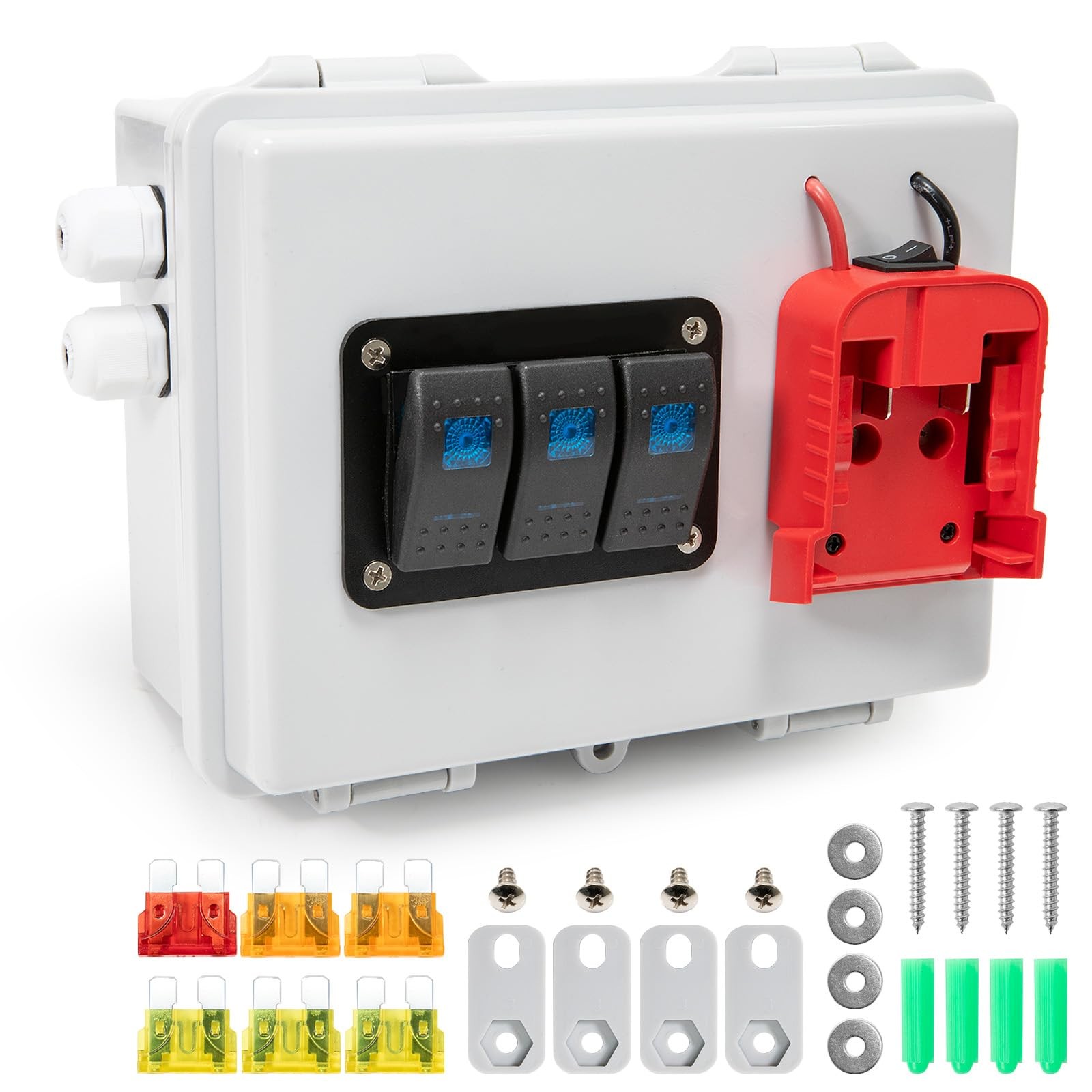 Power Distribution Box with Battery Adapter Fit for Mil.Waukee 18V Battery, P...