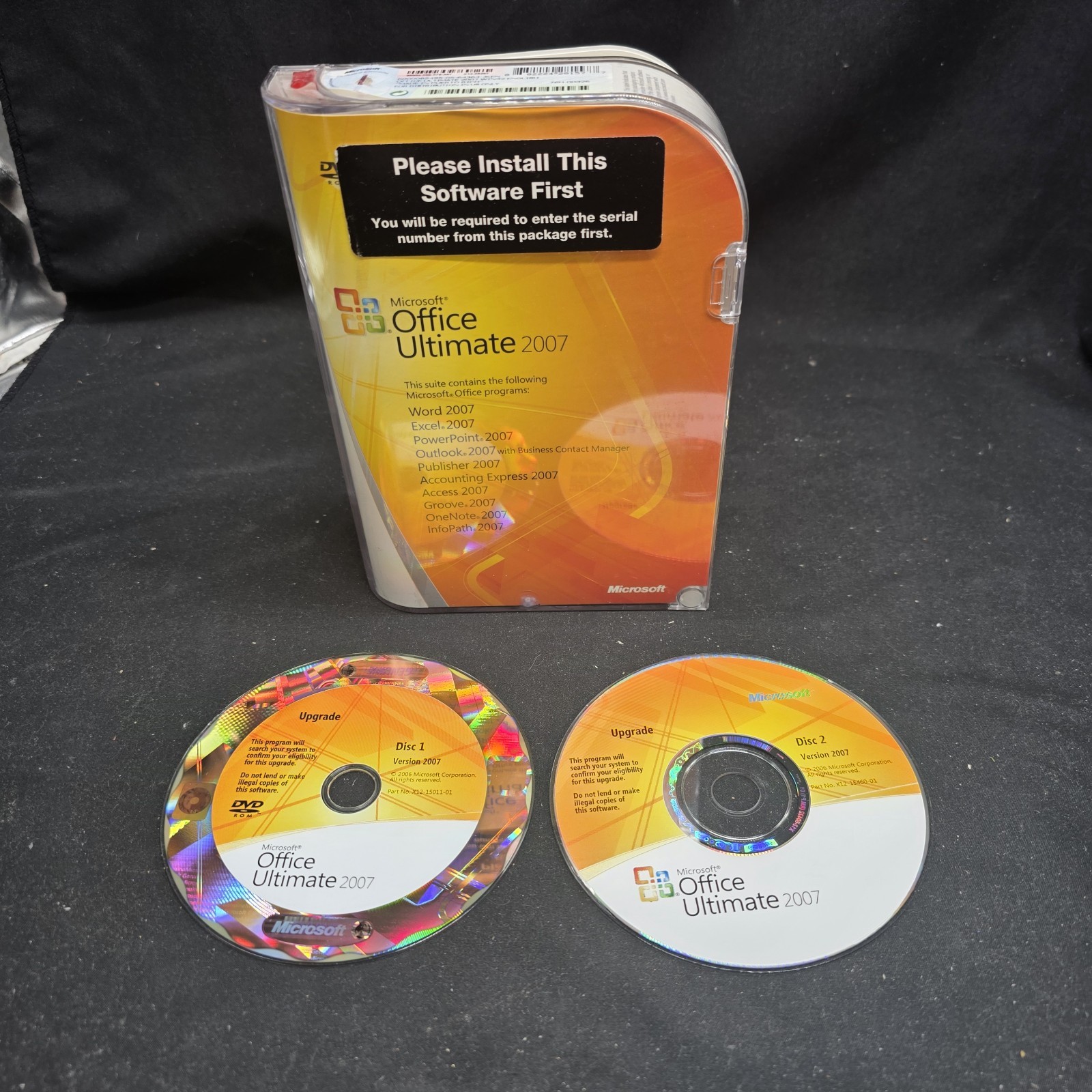 Genuine Microsoft Office Ultimate 2007 2 Disc Set w/ Product Key ~ Working 