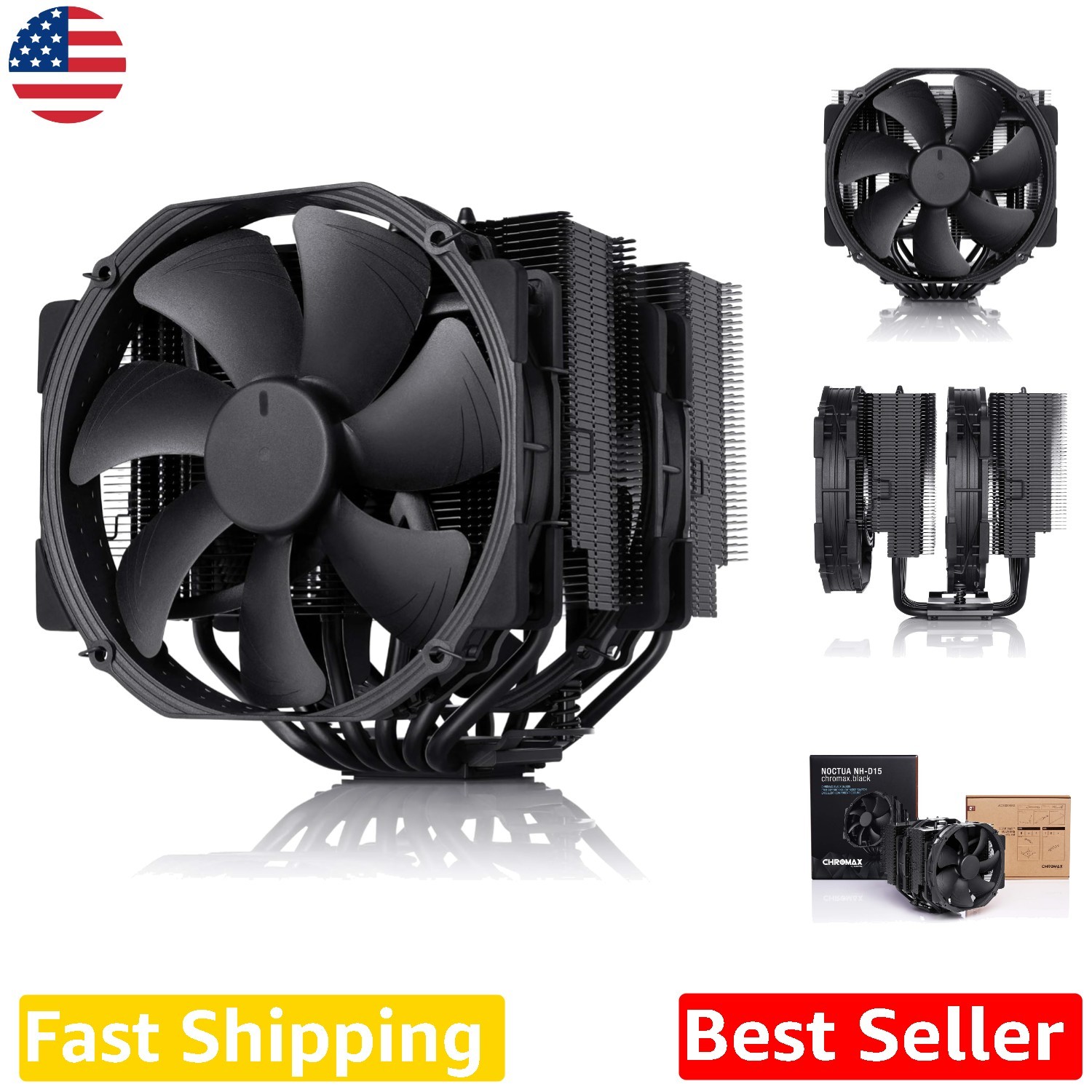 Dual Tower CPU Cooler - Quiet 168mm, 6 Copper Heatpipes, Dual 140mm PWM Fans