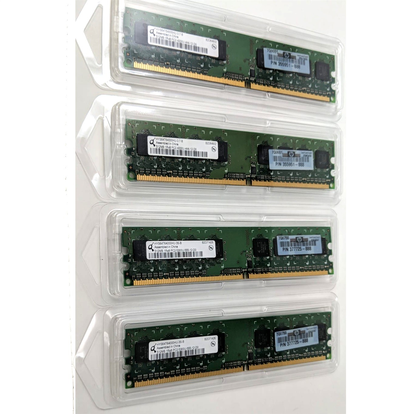 2GB INFINEON 4×512MB 1Rx8 HYS64T64000HU-3S-B PC2-5300U/PC2-4200U DESKTOP MEMORY