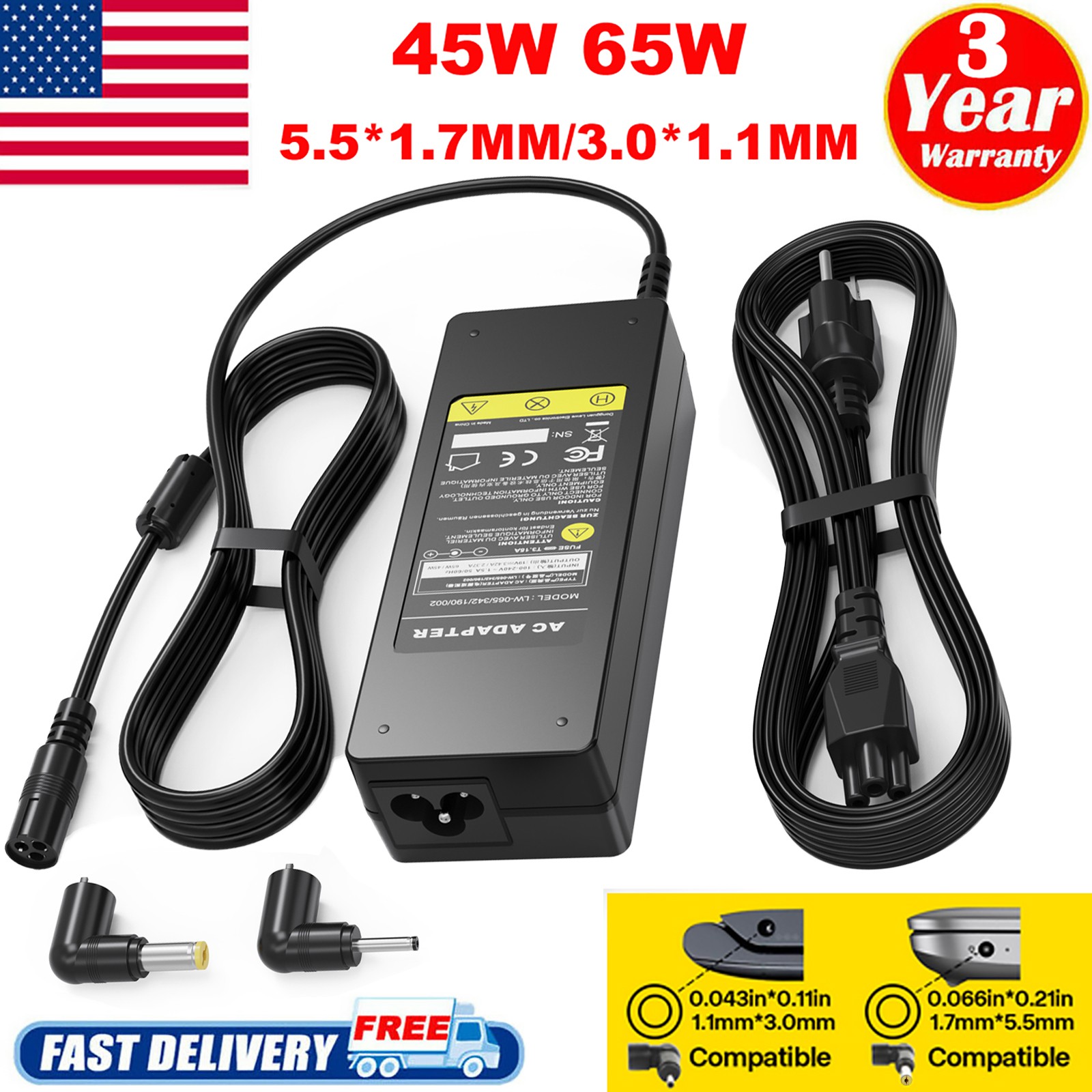 For Samsung Charger Galaxy View 18.4" Tablet SM-T670N T677A Power Supply 65W 45W