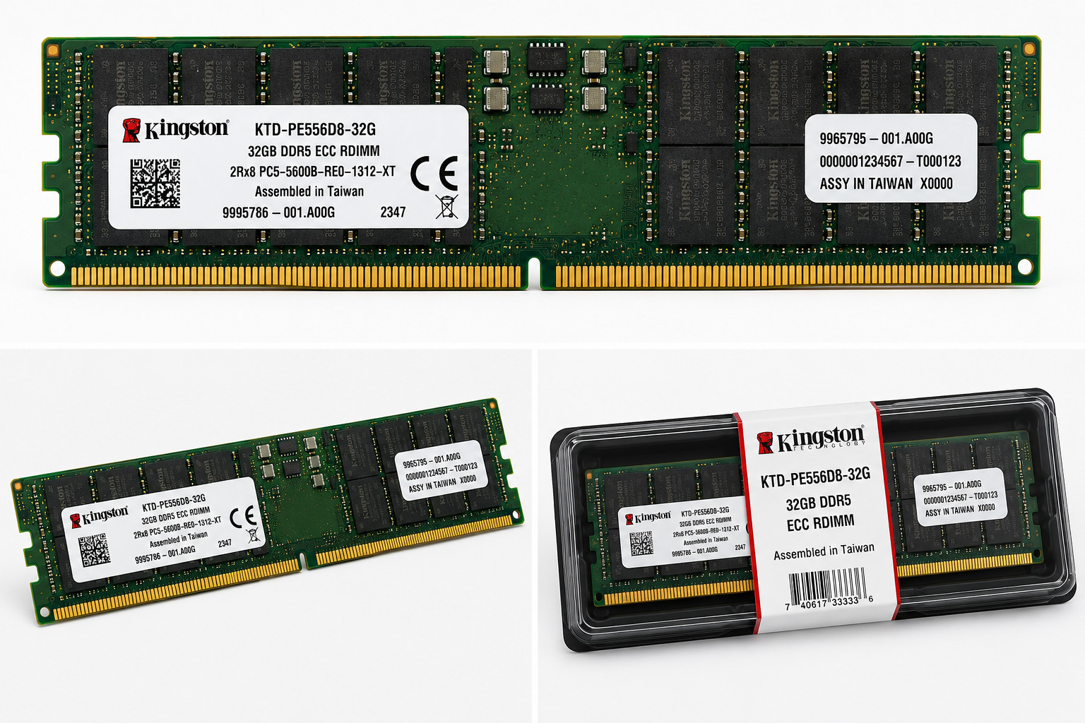 Kingston DDR5 32GB 5600MHz ECC DIMM CL46 1.1V (1x32GB) – KTD-PE556D8-32G