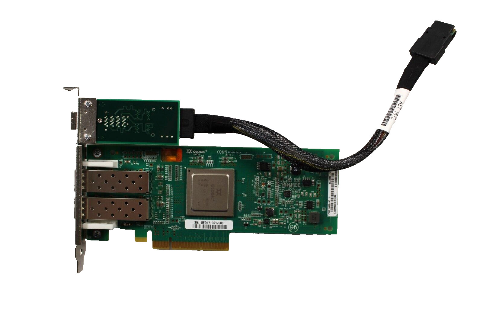 QLogic QLE2562-WB PX2810403-43 Dual 8GB SFP PCIe Card & UU55-A111-0110-00 & wire