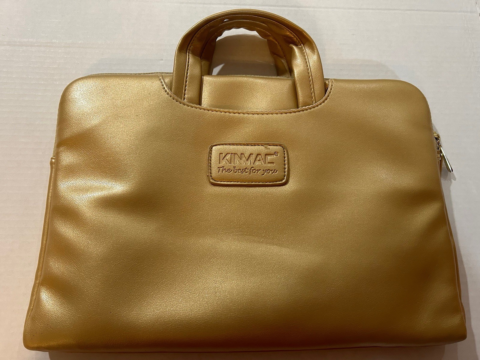 Kinmac Gold Laptop Carrying Case Soft Quilted Fur Lined Bag w/ Top Handles 14x10