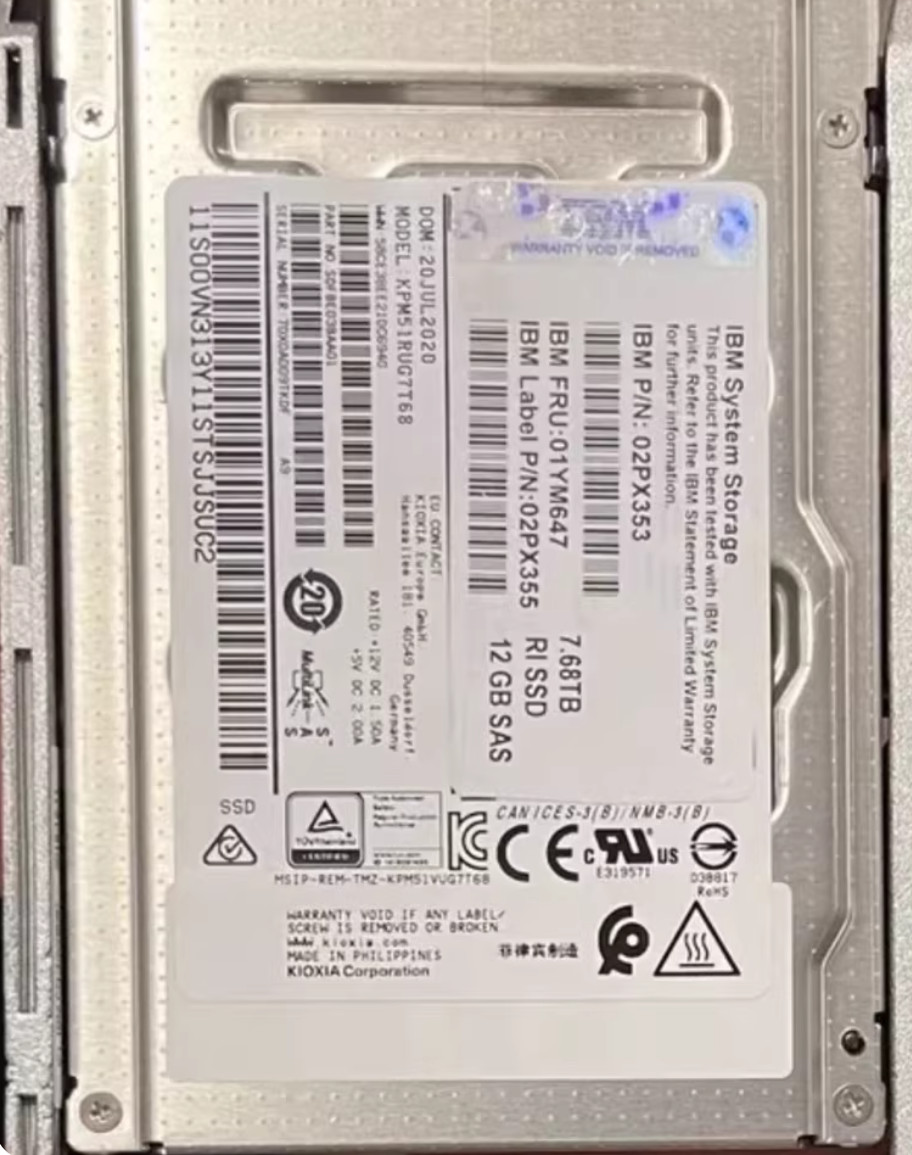New IBM 02PX353 01YM647 02PX355 KPM51RUG7T68 7.68T SAS Solid State Drive