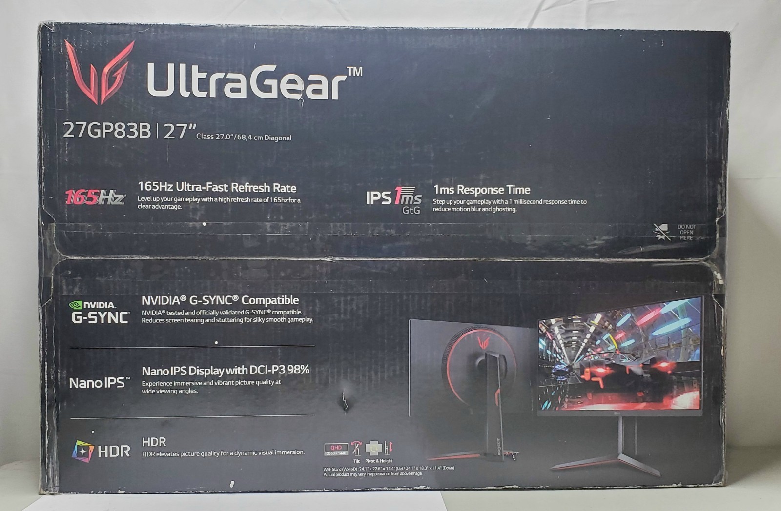 LG UltraGear 27GP83B-B 27" QHD 2K Nano IPS 165Hz 1ms G-Sync Gaming Monitor