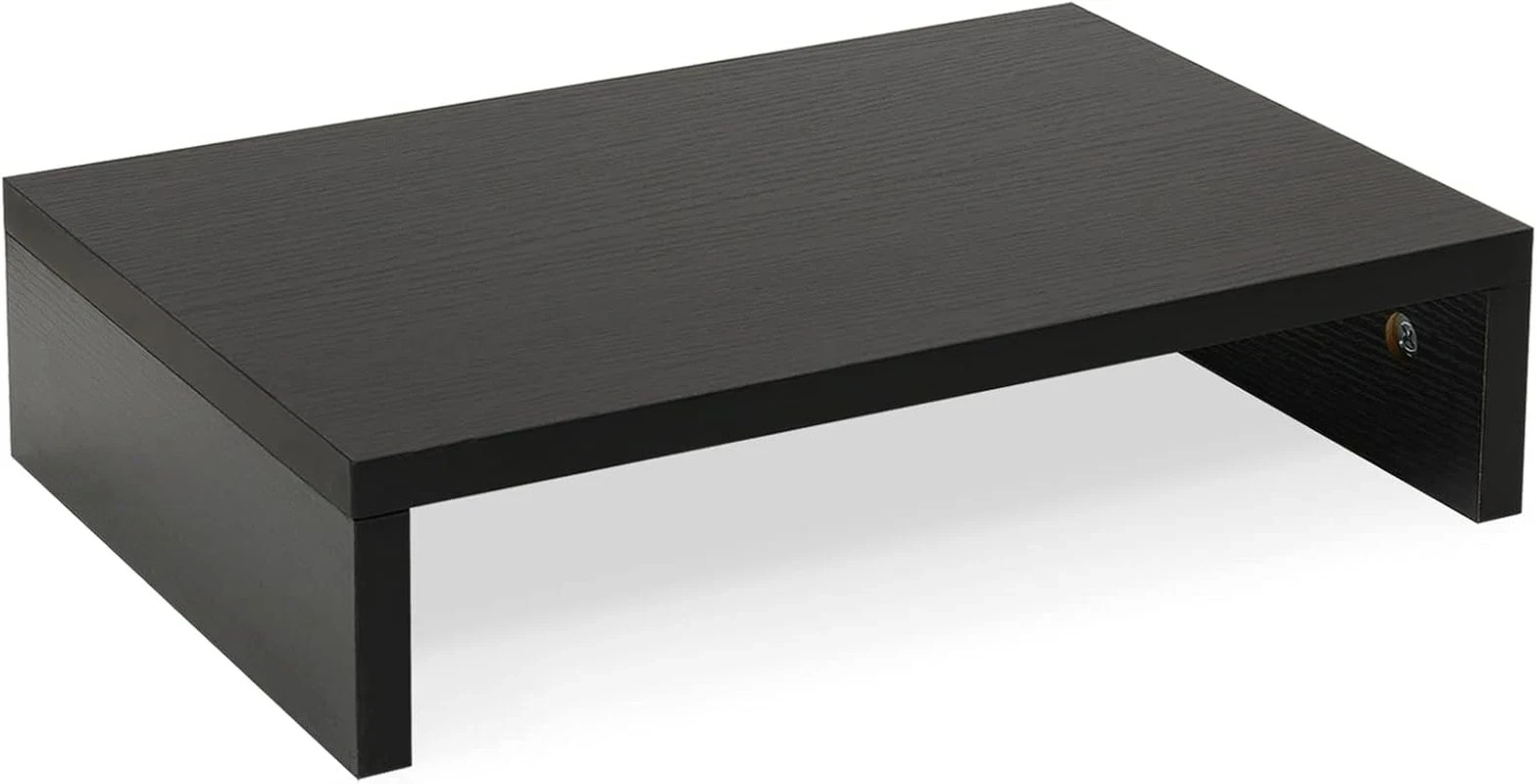 TEAMIX 14.2 Inch Monitor Stand Riser, Wood Monitor Riser with Storage for Desk S