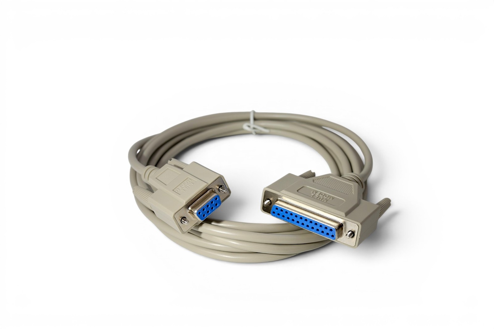 10ft Serial Null Modem Cable DB9 Female to DB25 Female - Beige