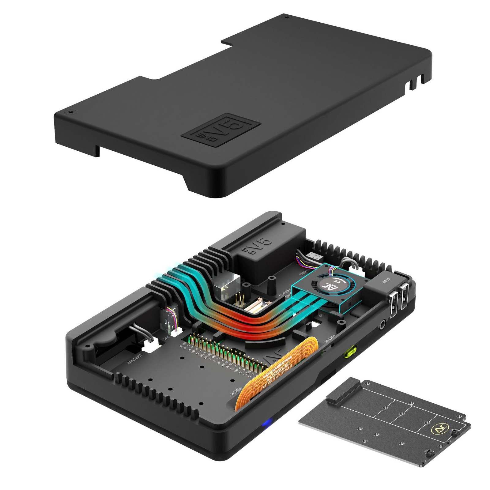 Argon ONE V5 M.2 NVMe Case for Raspberry Pi 5 - Support Dual Display, DAC
