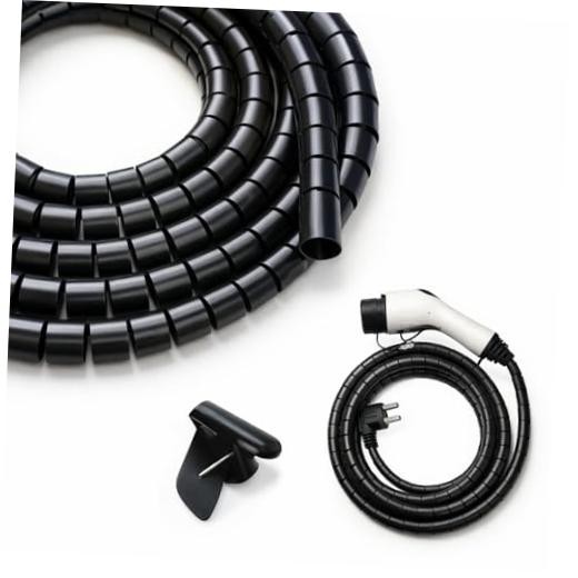 EV Charger Cable Protector - 27ft Heavy-Duty Wire Loom for Electric Black