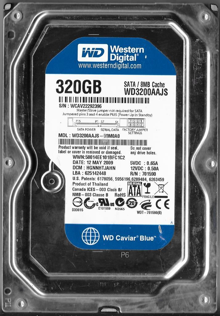 WESTERN DIGITAL WD3200AAJS-00M0A0 320GB SATA HARD DRIVE DCM: HGNNHTJAHN