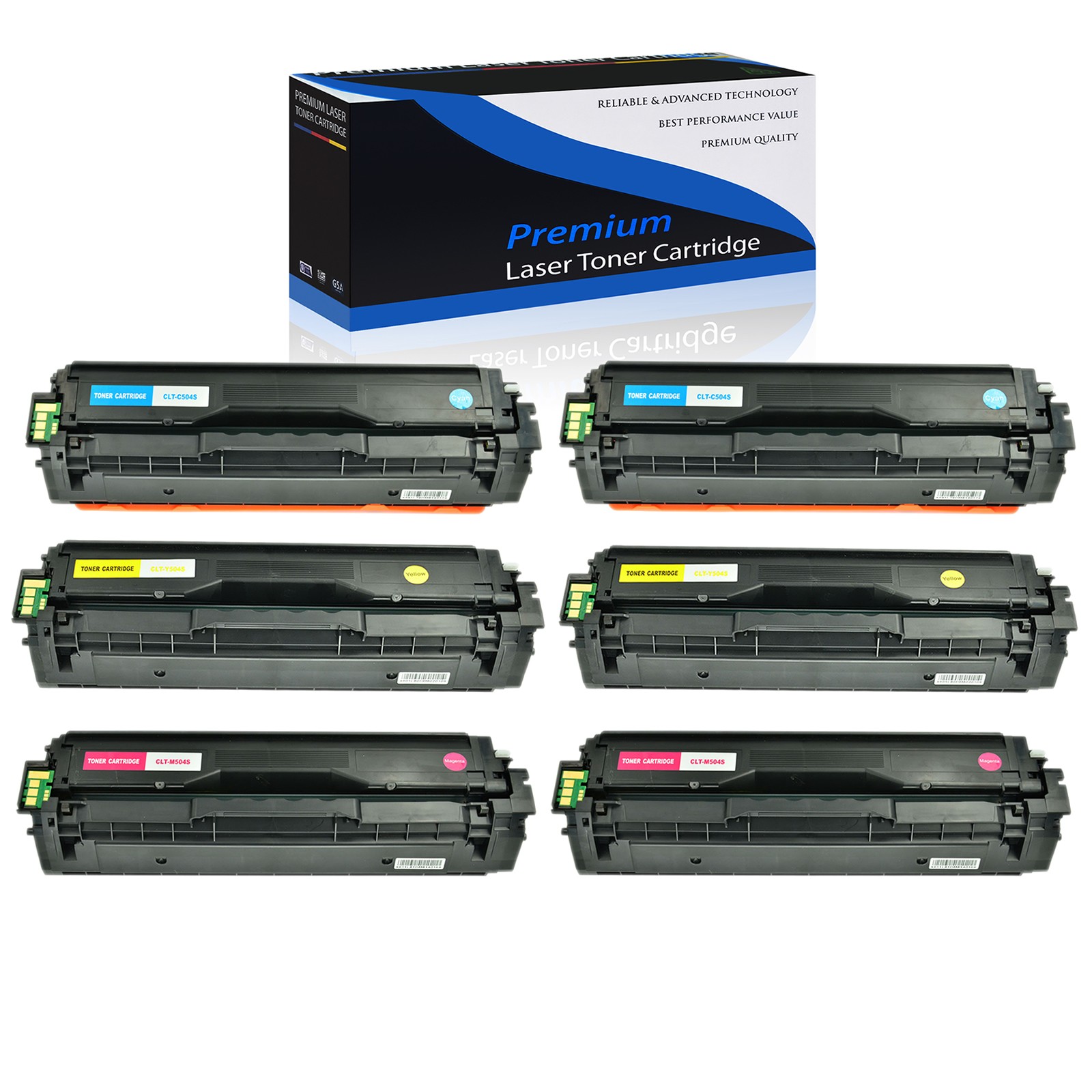 6PK Toner Cartridge for Samsung CLT-C504S CLT-M504S CLT-Y504S C1810W C1860FW INK