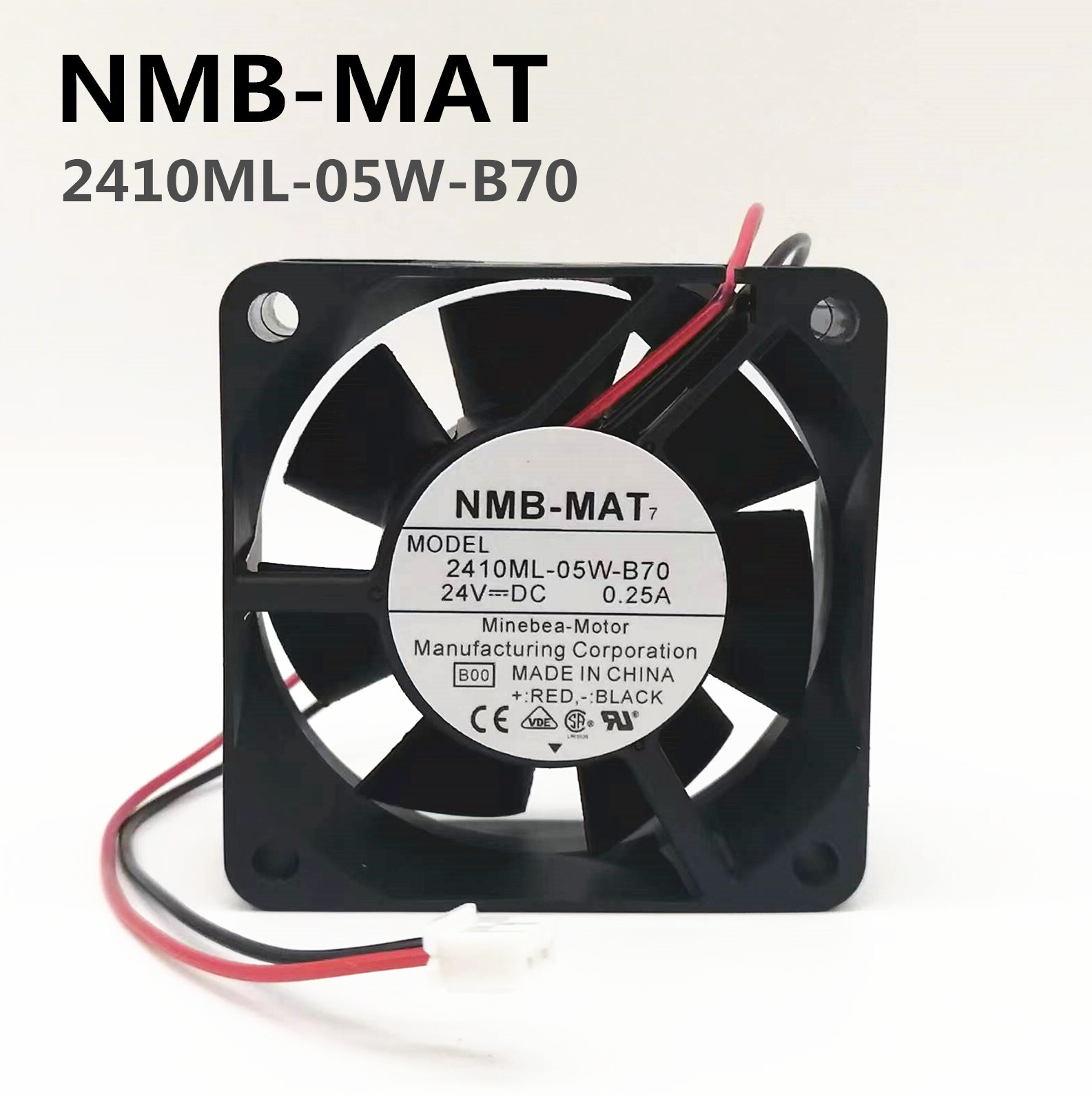 1pcs NMB-MAT 2410ML-05W-B70 6025 6CM 24V 0.25A two-wire double ball cooling fan