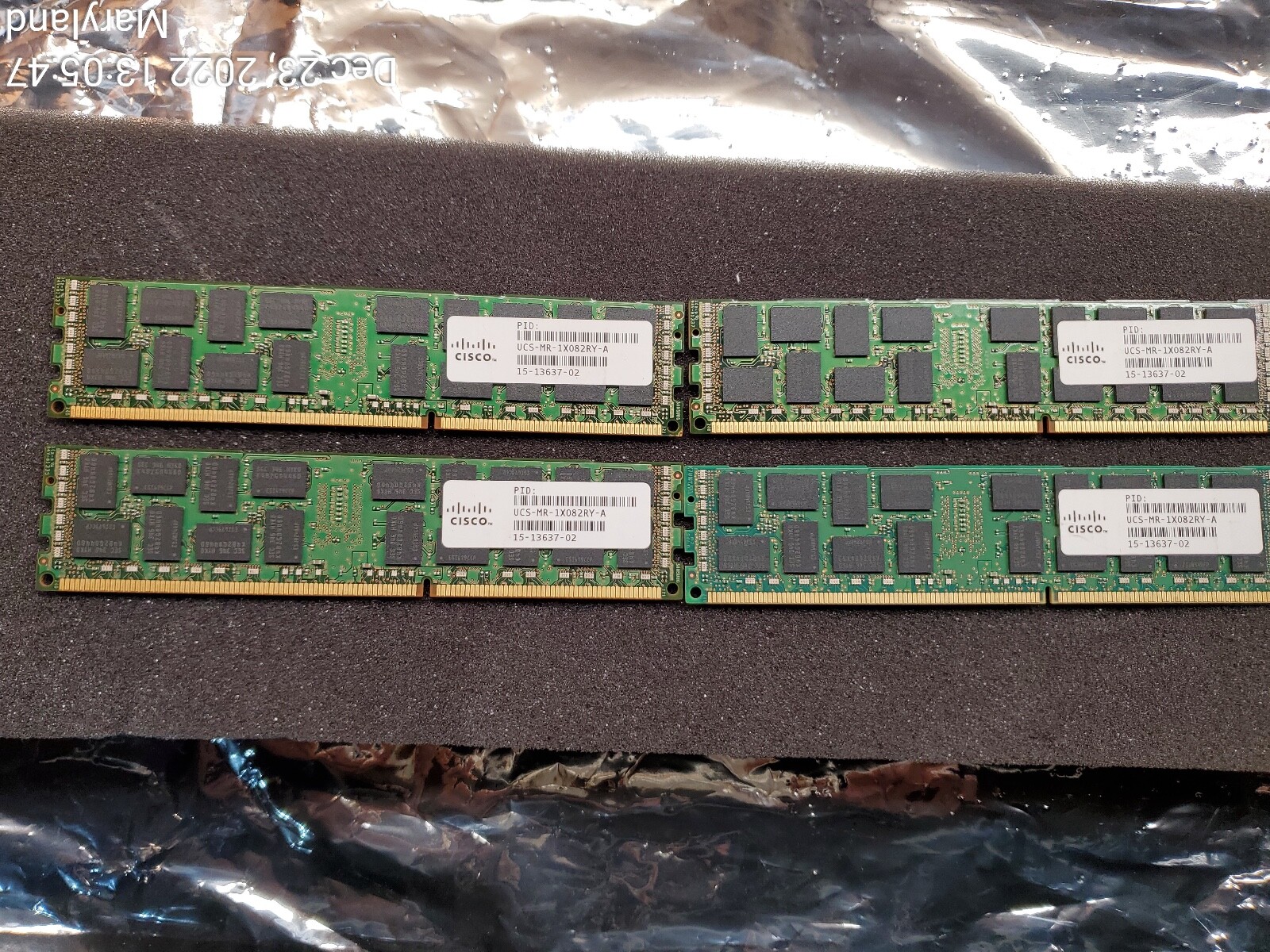 Lot of 4 Samsung 8GB 2Rx4 PC3L-12800R DDR3-1600 ECC Reg RAM (Cisco 15-13637-02)