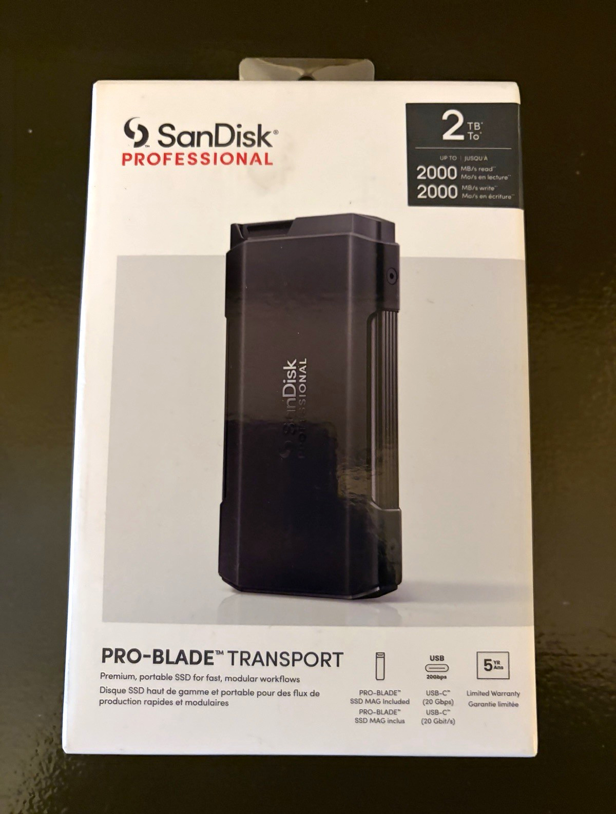 SanDisk Professional PRO-BLADE Transport 2TB Modular USB-C SSD 20Gbps Black