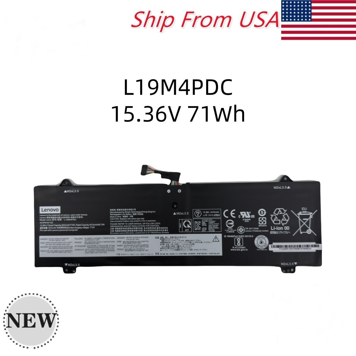 OEM Genuine L19M4PDC L19C4PDC L19L4PDC Battery For Lenovo Yoga 7-14ITL5 7-15ITL5